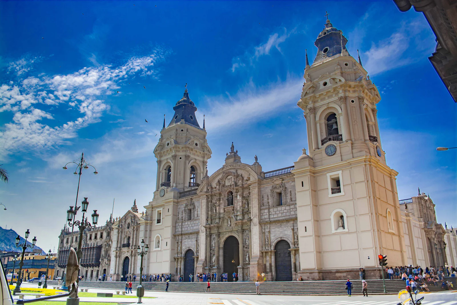 The Cathedral of Lima on the Plaza Mayor in the historic center of the city