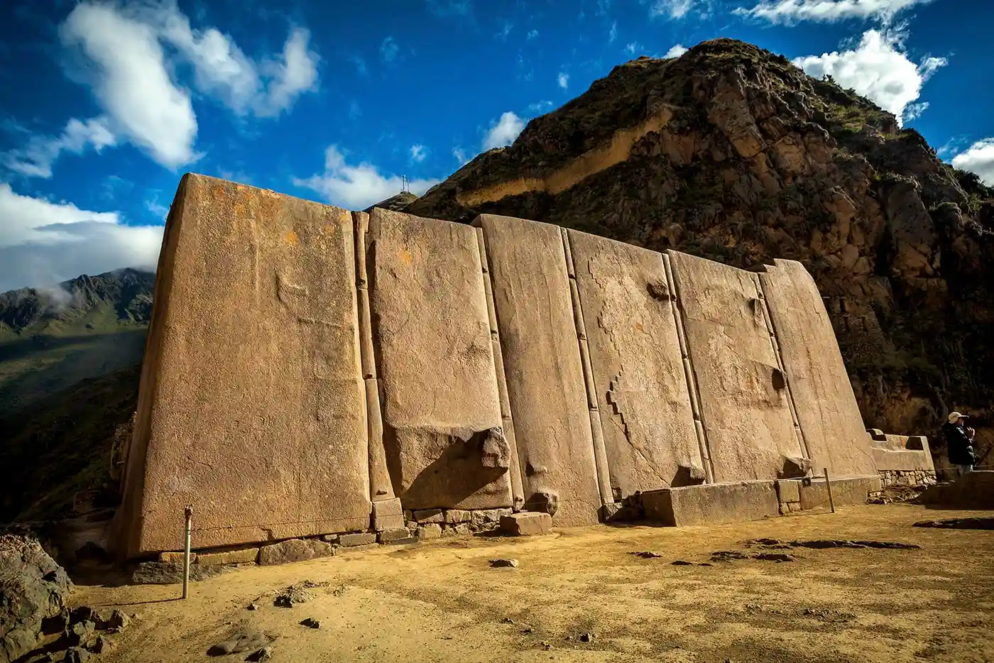 Stone terraces of the Ollantaytambo fortress in the Sacred Valley